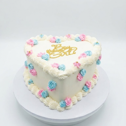 Heart Gender Reveal Cake
